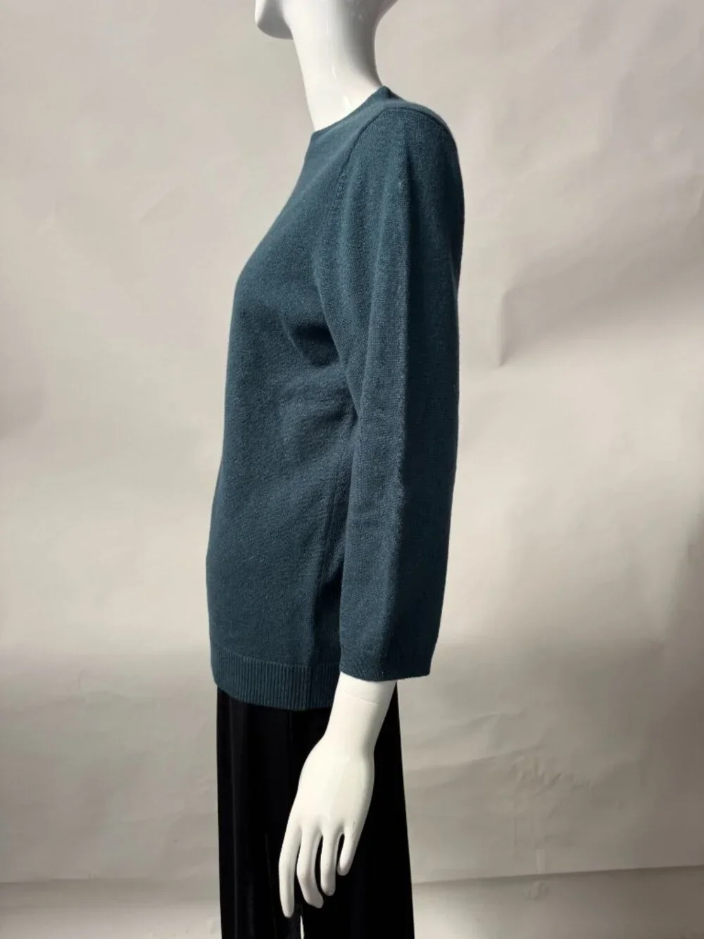 Talbots 100% Cashmere Teal 3/4 Sleeve Lightweight Sweater Womens Size L - Picture 3 of 16